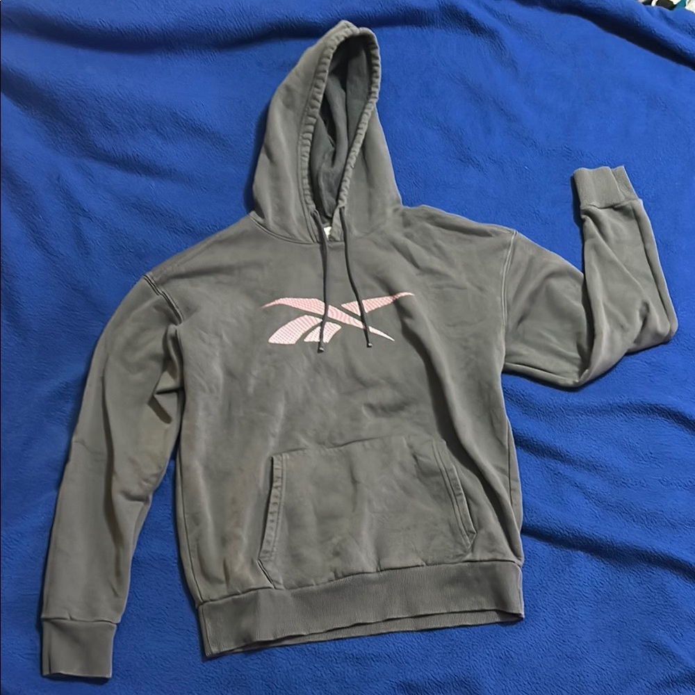Reebok Gray Hoodie with Pink Logo